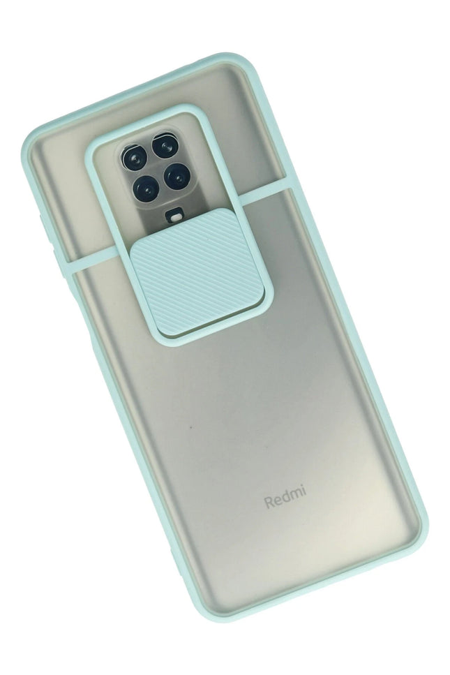 Xiaomi Redmi Note 9 Pro Palm Buzlu Kamera Sürgülü Silikon Kılıf - Turkuaz 2