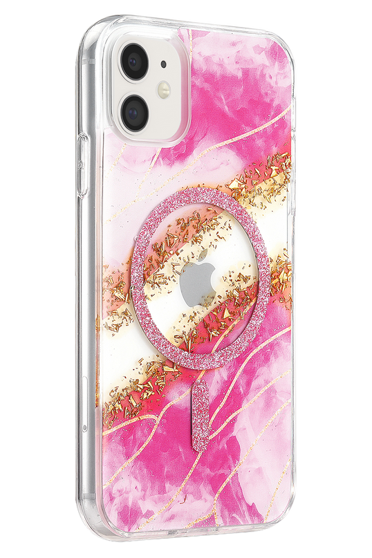 iPhone 11 Lotus Simli Magsafe Kapak Kılıf - Pembe 2