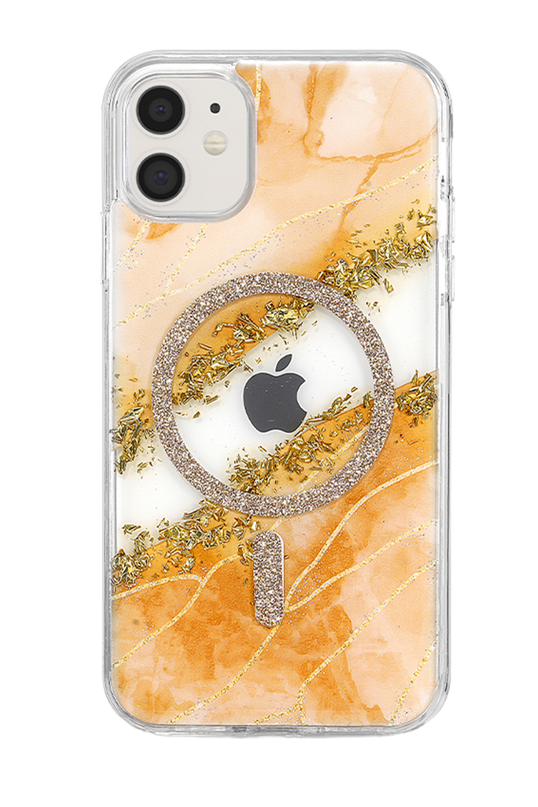 iPhone 11 Lotus Simli Magsafe Kapak Kılıf - Turuncu 3