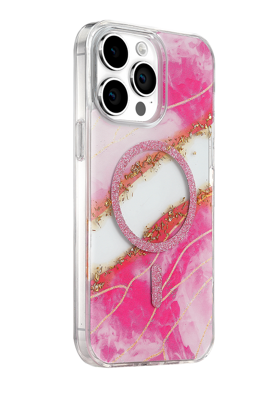 iPhone 14 Pro Max Lotus Simli Magsafe Kapak Kılıf - Pembe 2