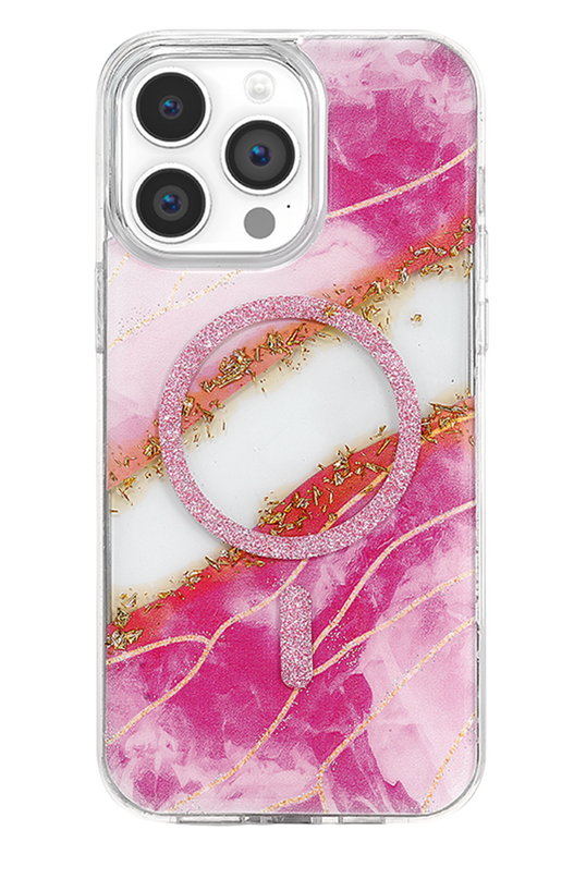 iPhone 14 Pro Max Lotus Simli Magsafe Kapak Kılıf - Pembe 3