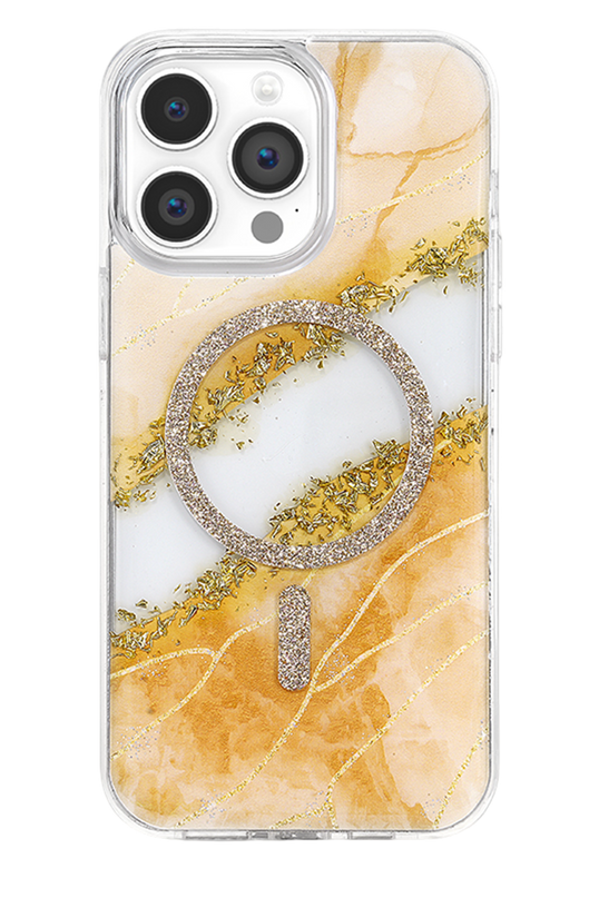 iPhone 14 Pro Max Lotus Simli Magsafe Kapak Kılıf - Turuncu 3