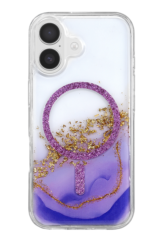 iPhone 16 Lotus Simli Magsafe Kapak Kılıf - Mor 3