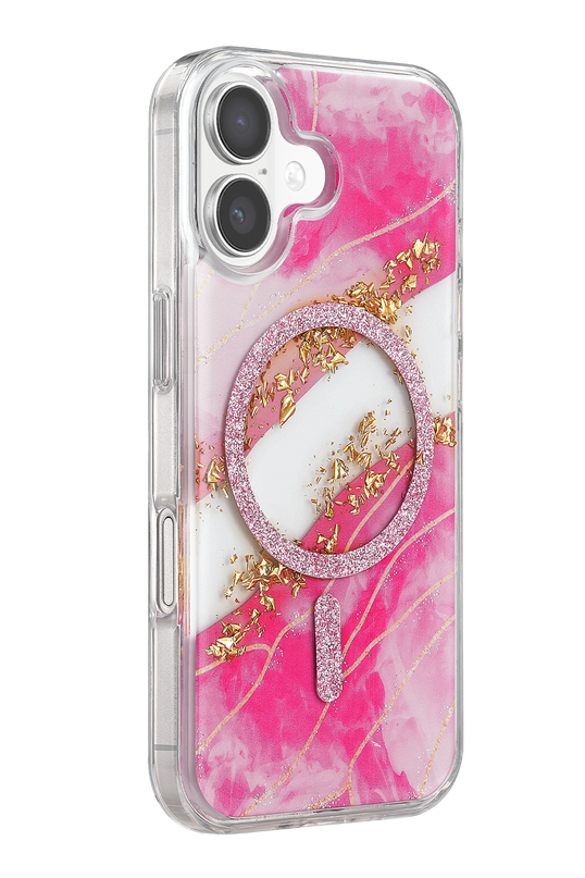 iPhone 16 Lotus Simli Magsafe Kapak Kılıf - Pembe 2