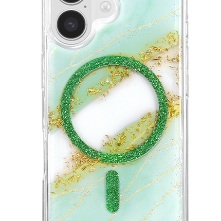 iPhone 16 Lotus Simli Magsafe Kapak Kılıf - Yeşil 3