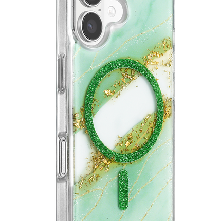 iPhone 16 Lotus Simli Magsafe Kapak Kılıf - Yeşil 2