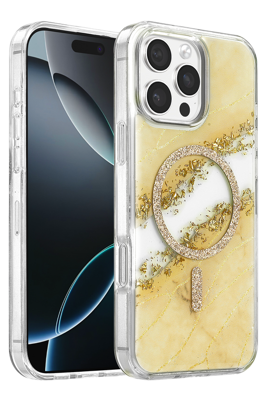 iPhone 16 Pro Max Lotus Simli Magsafe Kapak Kılıf - Gümüş