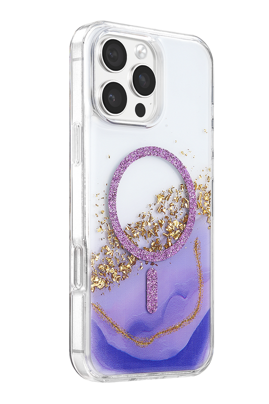 iPhone 16 Pro Max Lotus Simli Magsafe Kapak Kılıf - Mor 2