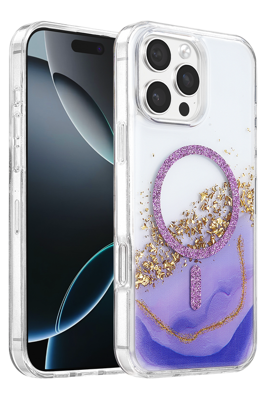 iPhone 16 Pro Max Lotus Simli Magsafe Kapak Kılıf - Mor