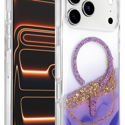 iPhone 17 Pro/18 Pro Lotus Simli Magsafe Kapak Kılıf - Mor