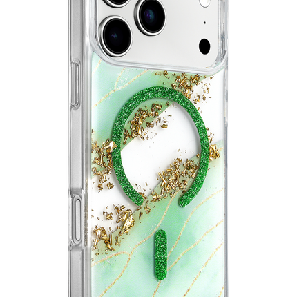 iPhone 17 Pro/18 Pro Lotus Simli Magsafe Kapak Kılıf - Yeşil 2