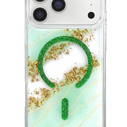 iPhone 17 Pro/18 Pro Lotus Simli Magsafe Kapak Kılıf - Yeşil 3