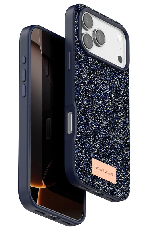 iPhone 17 Pro Max Bright Simli Kapak Kılıf - Mavi