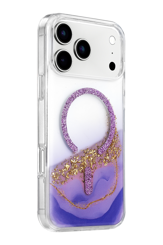 iPhone 17 Pro Max/18 Pro Max Lotus Simli Magsafe Kapak Kılıf - Mor 2