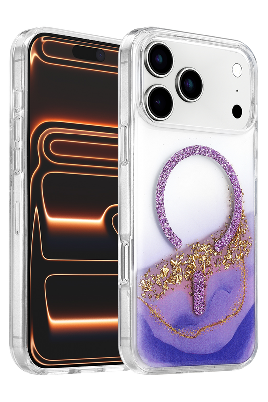 iPhone 17 Pro Max/18 Pro Max Lotus Simli Magsafe Kapak Kılıf - Mor
