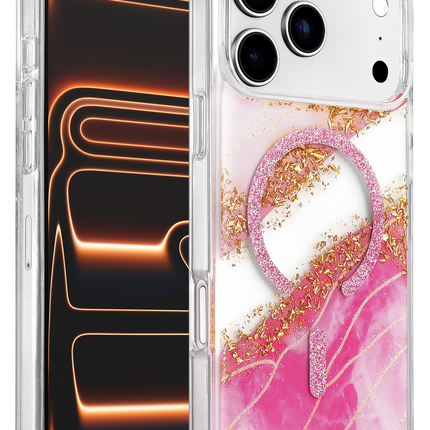 iPhone 17 Pro Max/18 Pro Max Lotus Simli Magsafe Kapak Kılıf - Pembe