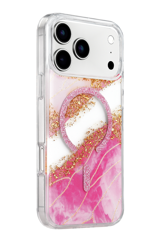 iPhone 17 Pro Max/18 Pro Max Lotus Simli Magsafe Kapak Kılıf - Pembe 2