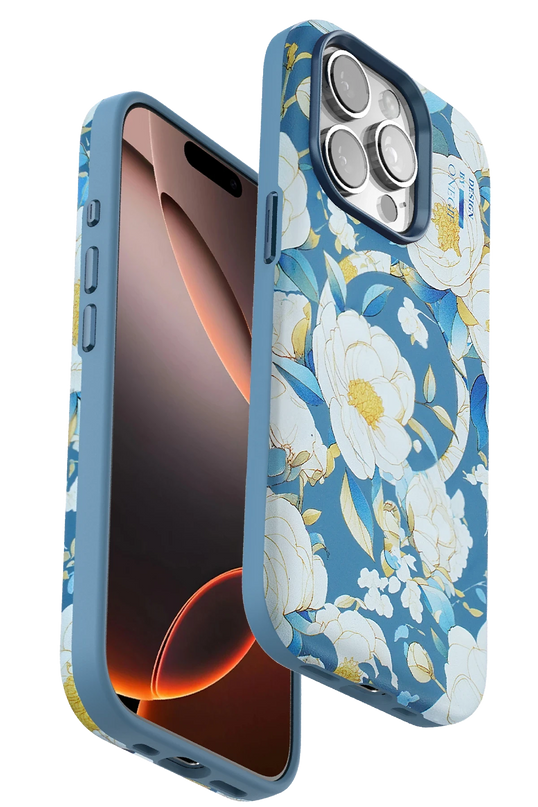 iPhone 14 Pro Max Flower Series Magsafe Kapak Kılıf - Mavi