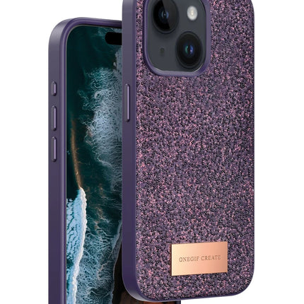iPhone 15 Bright Simli Kapak Kılıf - Derin Mor