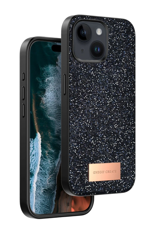 iPhone 15 Bright Simli Kapak Kılıf - Siyah