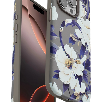 iPhone 15 Pro Flower Series Magsafe Kapak Kılıf - Gri