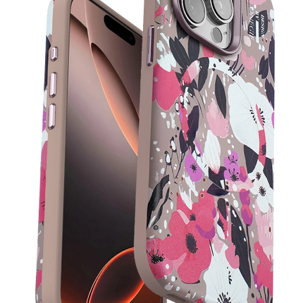 iPhone 15 Pro Flower Series Magsafe Kapak Kılıf - Pembe