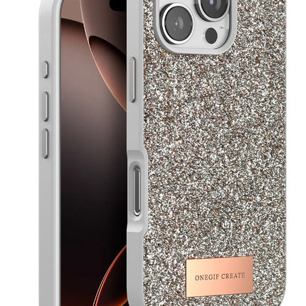 iPhone 16 Pro Bright Simli Kapak Kılıf - Gold