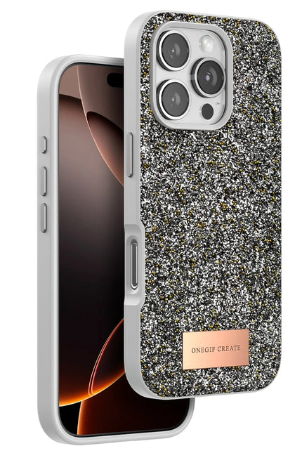 iPhone 16 Pro Bright Simli Kapak Kılıf - Gümüş