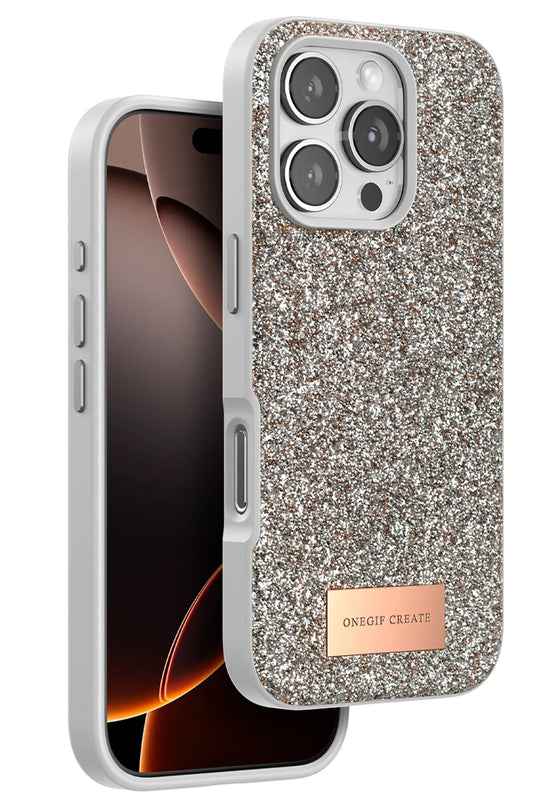 iPhone 16 Pro Max Bright Simli Kapak Kılıf - Çöl Titanyum