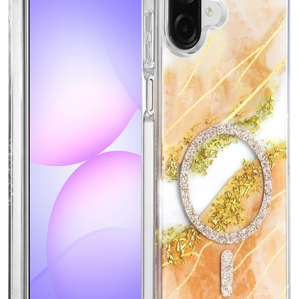 Samsung Galaxy A07 4G Lotus Simli Magsafe Kapak Kılıf - Turuncu