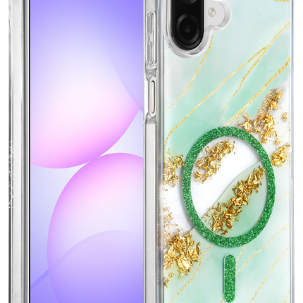 Samsung Galaxy A07 4G Lotus Simli Magsafe Kapak Kılıf - Yeşil