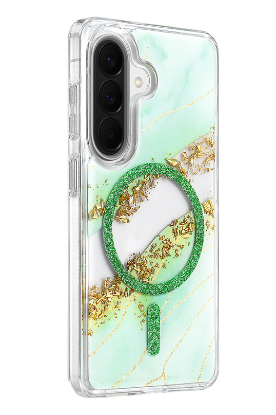 Samsung Galaxy A37 5G Lotus Simli Magsafe Kapak Kılıf - Yeşil 2
