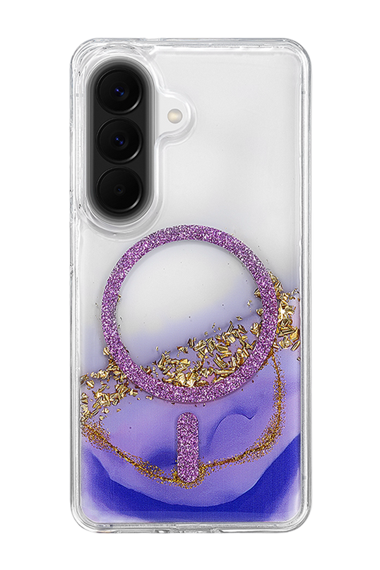 Samsung Galaxy A57 5G Lotus Simli Magsafe Kapak Kılıf - Mor 3