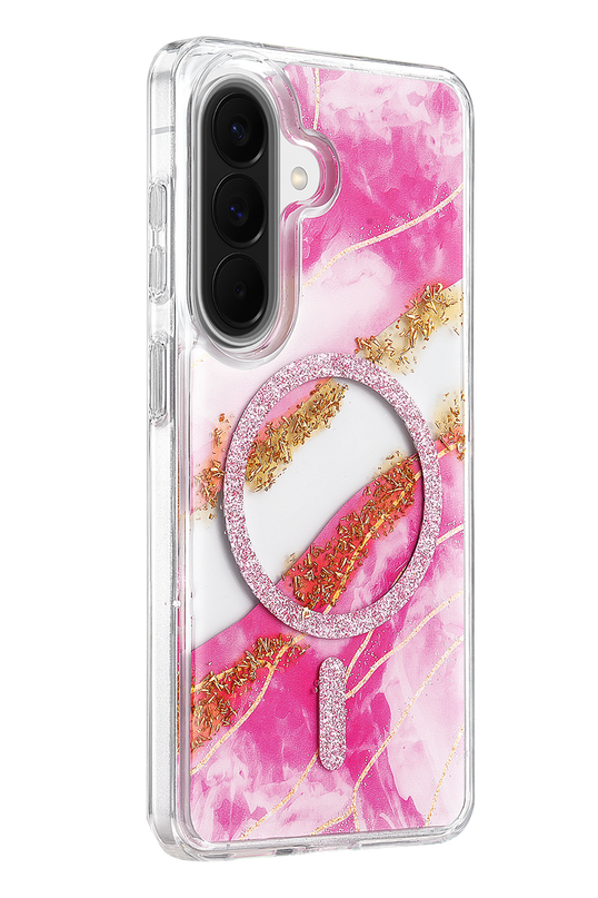 Samsung Galaxy A57 5G Lotus Simli Magsafe Kapak Kılıf - Pembe 2