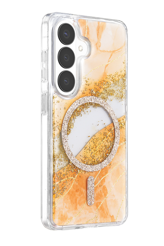 Samsung Galaxy S26 Lotus Simli Magsafe Kapak Kılıf - Turuncu 2