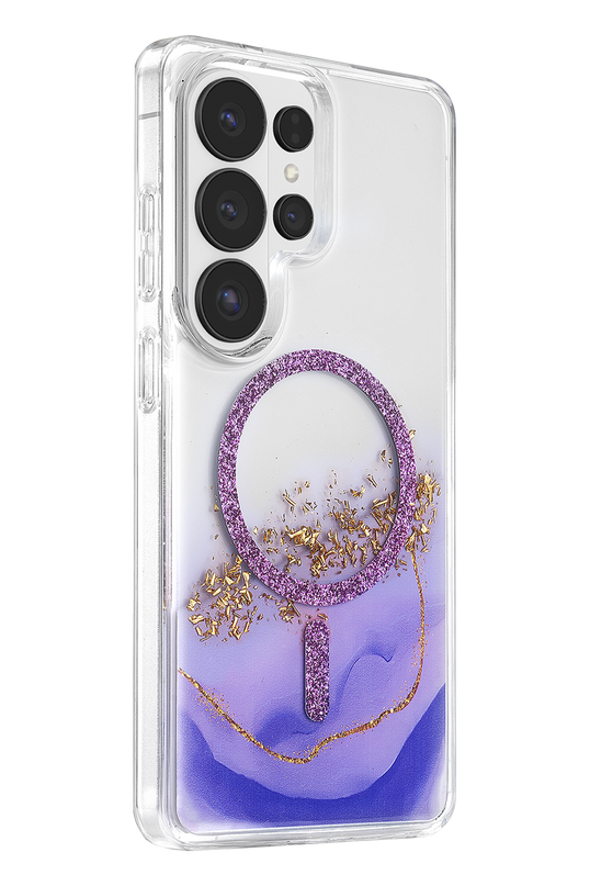 Samsung Galaxy S26 Ultra Lotus Simli Magsafe Kapak Kılıf - Mor 2