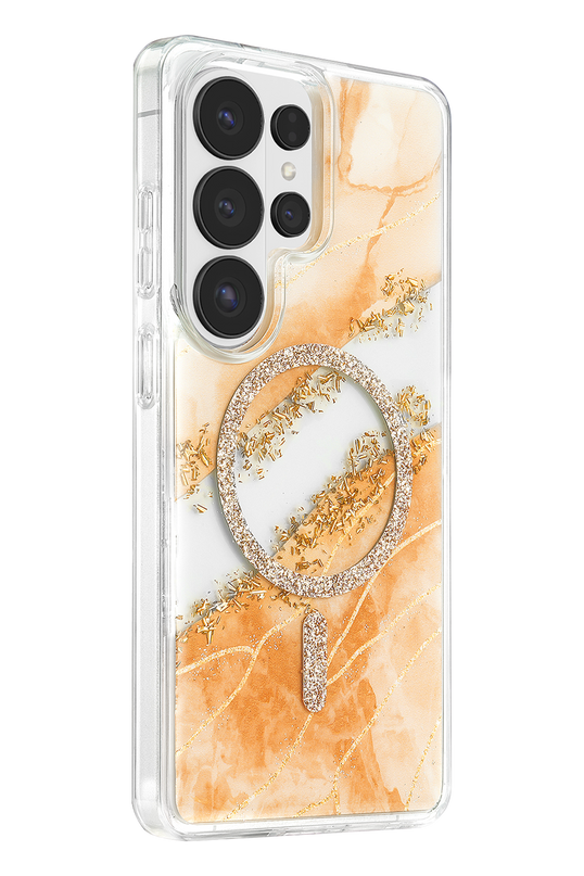 Samsung Galaxy S26 Ultra Lotus Simli Magsafe Kapak Kılıf - Turuncu 2