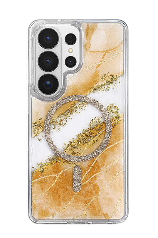 Samsung Galaxy S26 Ultra Lotus Simli Magsafe Kapak Kılıf - Turuncu 3