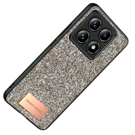 Xiaomi Mi 14T Pro Bright Simli Kapak Kılıf - Gold 3