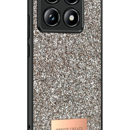 Xiaomi Mi 14T Pro Bright Simli Kapak Kılıf - Gold 2