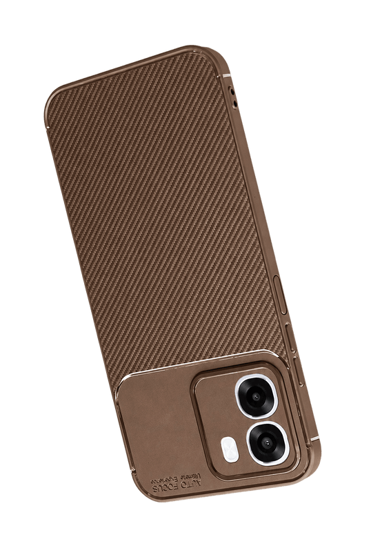 Oppo Oppo A6T 5G Auto Focus Karbon Kapak Kılıf - Kahverengi 3