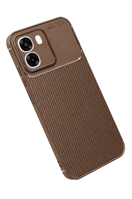 Oppo Oppo A6T 5G Auto Focus Karbon Kapak Kılıf - Kahverengi 2