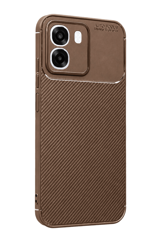 Oppo Oppo A6T 5G Auto Focus Karbon Kapak Kılıf - Kahverengi