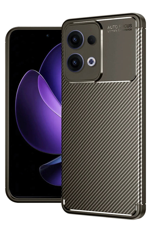 Oppo Reno 13 Pro Auto Focus Karbon Kapak Kılıf - Kahverengi