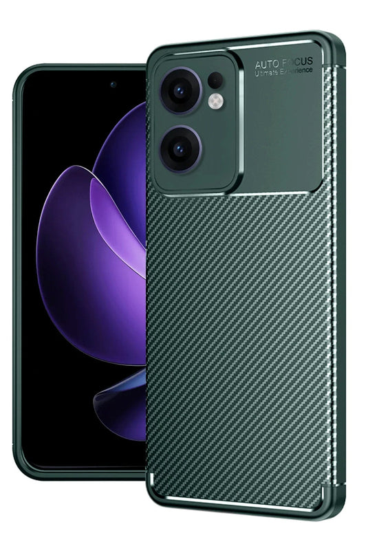 Oppo Reno 13F Auto Focus Karbon Kapak Kılıf - Koyu Yeşil