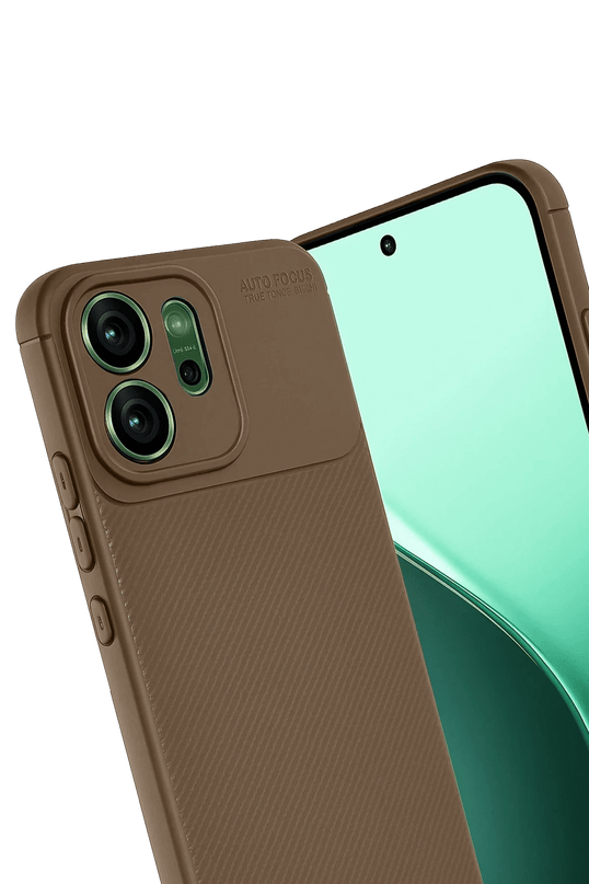 Oppo Reno 14 Auto Focus Karbon Kapak Kılıf - Kahverengi 2