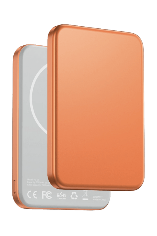 PB59 Glossey 5.000 mAh 20W Type-C ve 15W Kablosuz Şarj Destekli Magsafe Powerbank - Turuncu