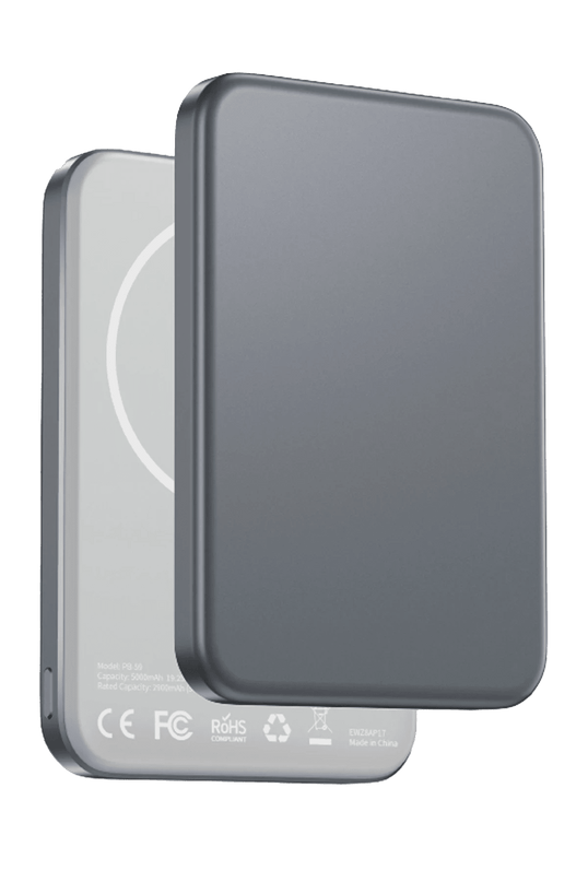 PB59 Glossey 5.000 mAh 20W Type-C ve 15W Kablosuz Şarj Destekli Magsafe Powerbank - Titanyum Gri
