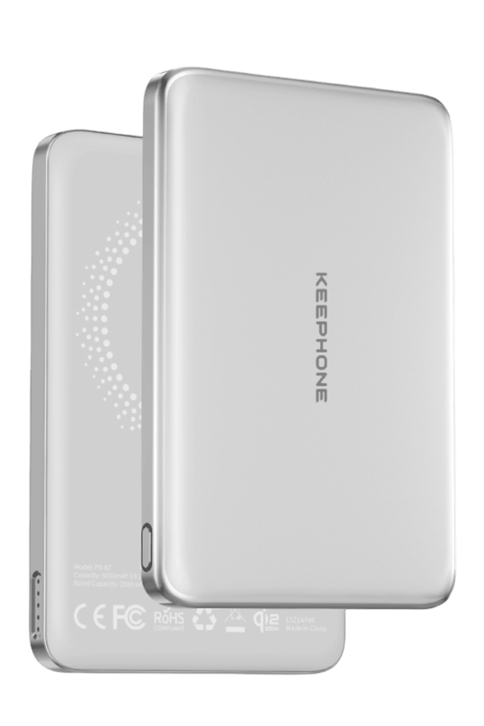 PB67 Shanks 5.000 mAh 25W Qi2 MagSafe ve Semi Solid Destekli Powerbank - Gümüş