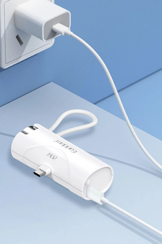 PD46 5.000 mAh 20W Dahili Type-C Çıkışlı Ekstra Dahili 2.5W Saat Şarj Kablolu PD Hızlı Şarj Mini Powerbank - Siyah 2